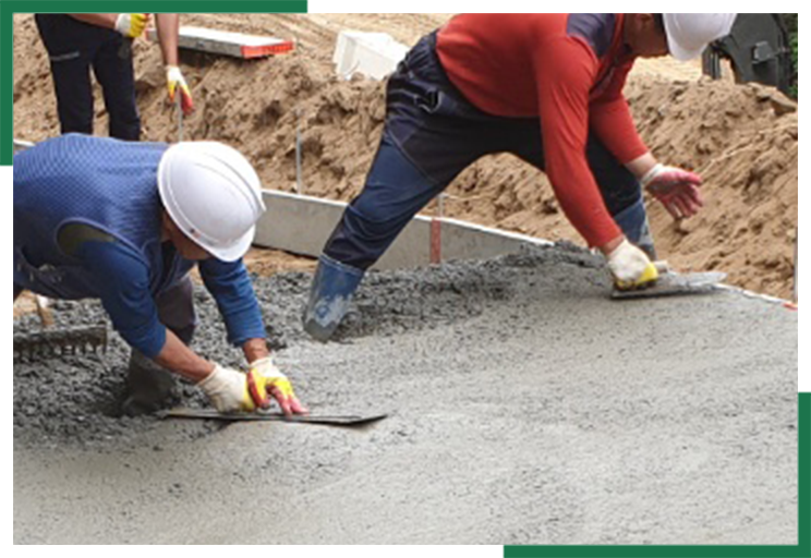 Depositing concrete and face work